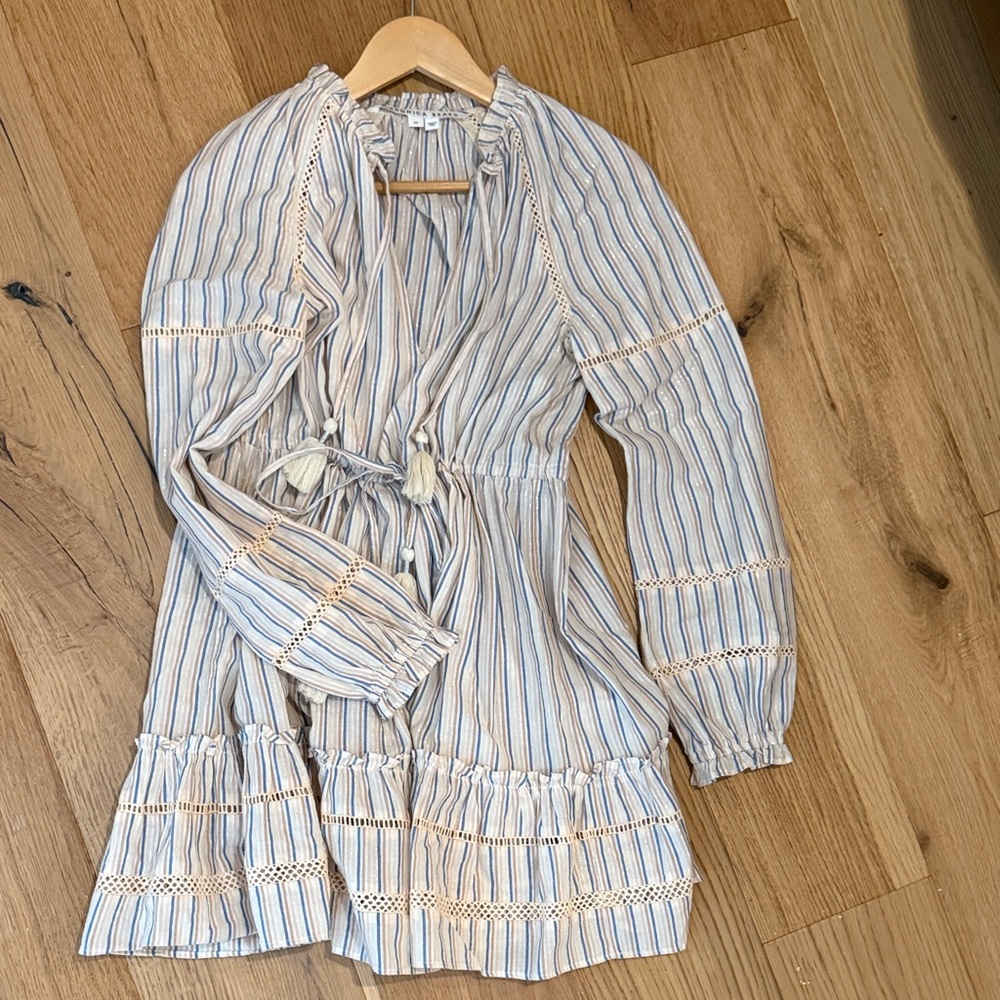 Striped Long-Sleeve Dress with Tassels